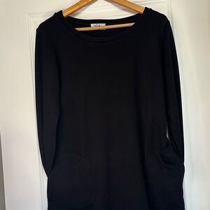 Yala Black Crew Neck Dress or Long Top With Pockets Size M